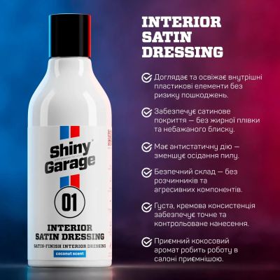 Молочко для догляду за пластиком Shiny Garage Interior Satin Dressing 0.25л