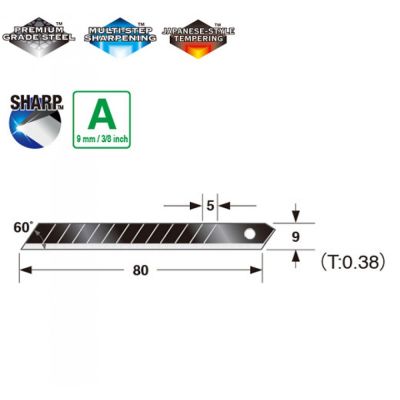 Леза сегментні 9мм 60° TAJIMA Razar Black LCB30RB, чорні, 10 шт.