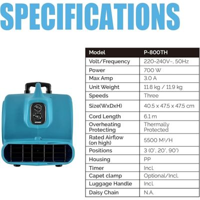 Фен/вентилятор для сушіння XPOWER P-800TH 700 Вт