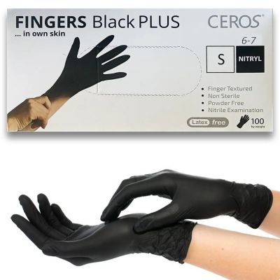 CEROS Рукавички нітрилові BLACK PLUS (S) - 100 шт/уп (5,5 г)