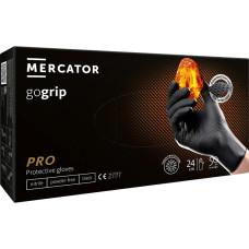 Рукавички нітрилові чорні 24см Mercator GoGrip 50 шт, Чорний, M